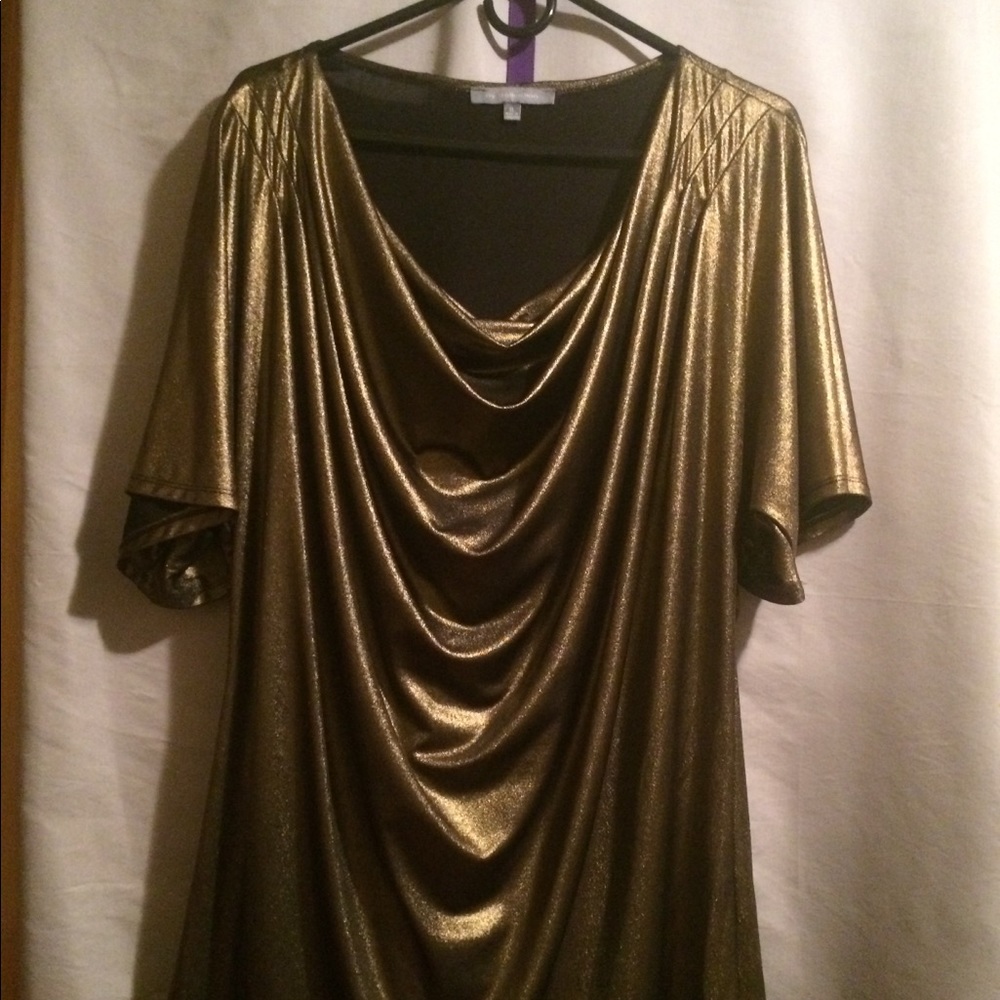 NY Collection Gold Short Sleeve Top